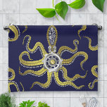Steampunk Gears Octopus Kraken Tea Towel<br><div class="desc">This tentacled steampunk sea monster has eight wire-like gold appendages, a central silver gear and plenty of gears and bolts making up its head, eyes and suction cups. It's a robot octopus / kraken, a metal machine monster for anyone who likes geeky science-fiction / fantasy creatures. Dark-blue background colour is...</div>