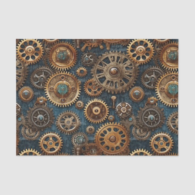 Steampunk gears pattern tissue paper (Front)