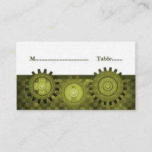 Steampunk Gears Place Card, Green Card