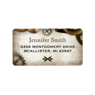 Steampunk Gears script address label