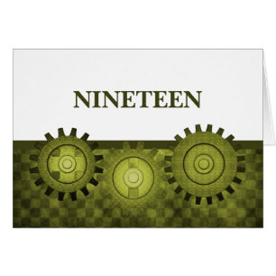 Steampunk Gears Table Number Card, Green