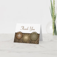 Steampunk Gears Thank You Card, Brown