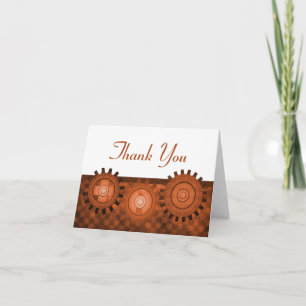 Steampunk Gears Thank You Card, Orange Card