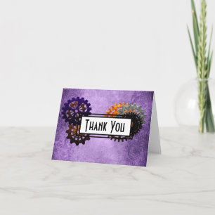 Steampunk Gears Theme Thank You Note Card