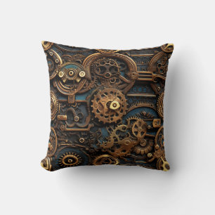 Steampunk Gears Throw Pillow