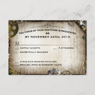 Steampunk Gears Victorian Wedding RSVP Response