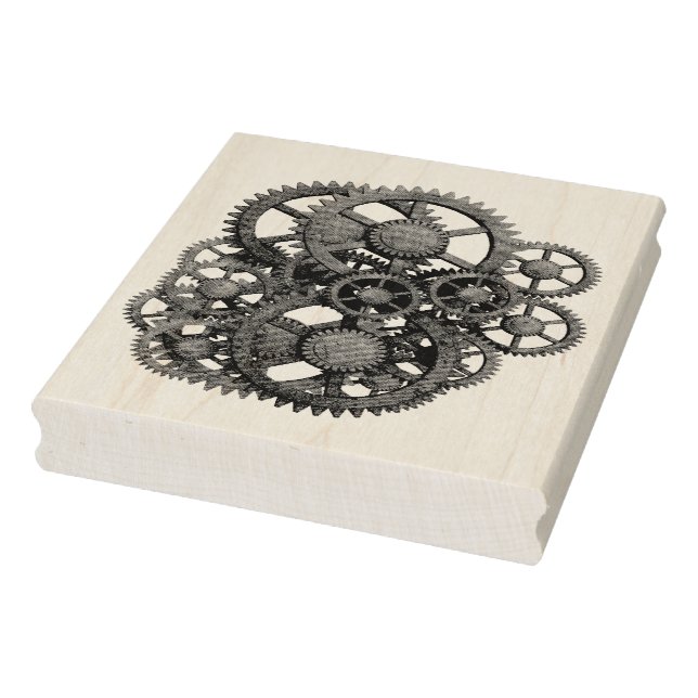 Steampunk Gears Vintage Collage Rubber Art Stamp (Stamp)