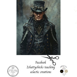 Steampunk Gentleman in Black Decoupage Tissue Paper