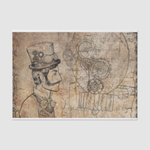 Steampunk Gentleman Retro Gears Tissue Paper