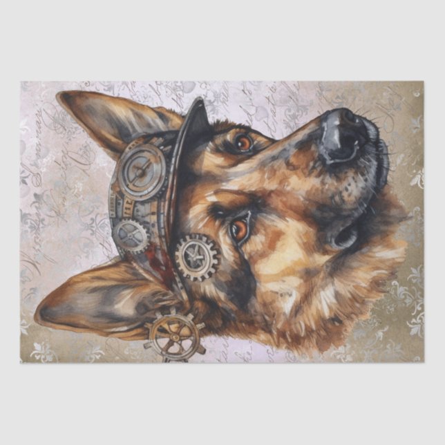 Steampunk German Shepherd Dog Tissue Paper (Front)