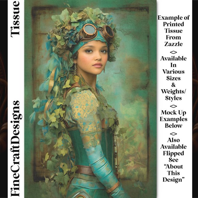 Steampunk Girl In Ivy Headdress DK4R Decoupage  Tissue Paper (Creator Uploaded)