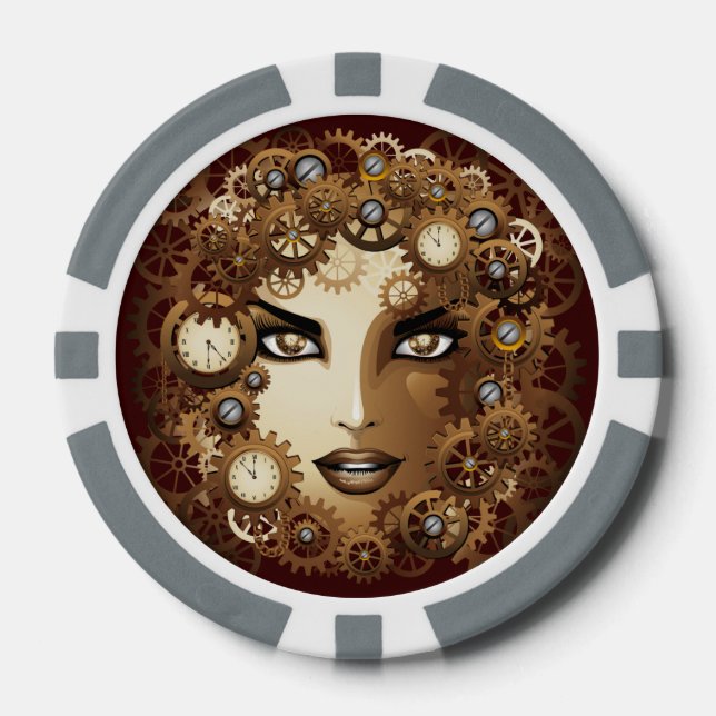 Steampunk Girl Portrait  poker_chips Poker Chips (Front)