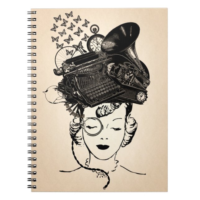 Steampunk Girl Spiral Notebook (Front)
