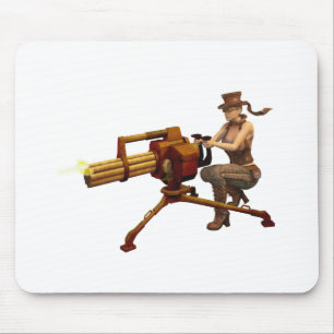 Steampunk Girl with Gun Mouse Pad