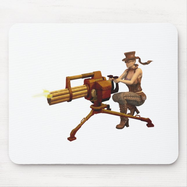 Steampunk Girl with Gun Mouse Pad (Front)