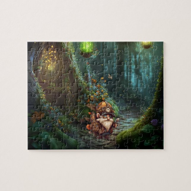 Steampunk gnome fairy forest puzzle (Horizontal)