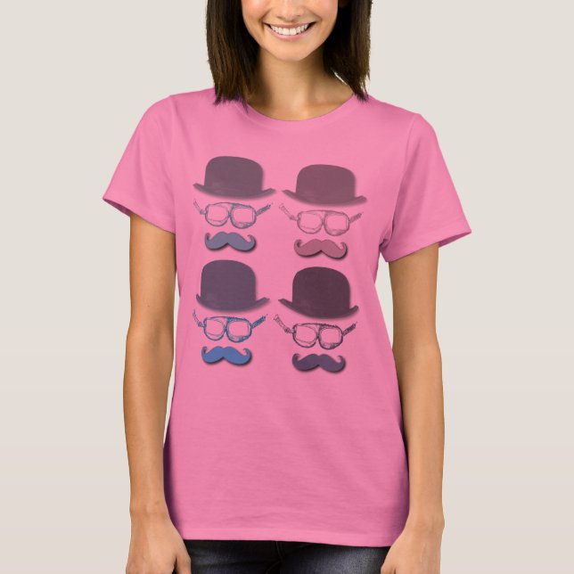 Steampunk Goggles, Hats and Moustaches T-Shirt (Front)