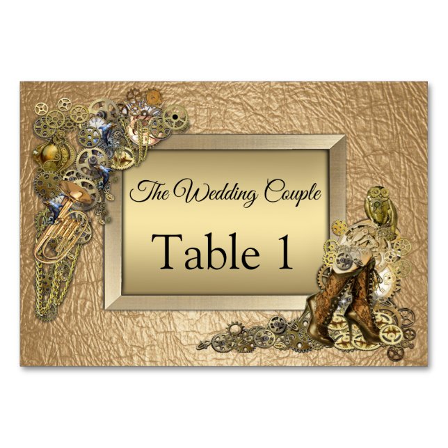 Steampunk Gold LeatherTable cards (Front)