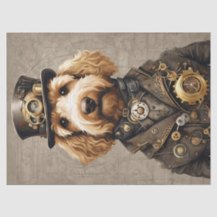 Steampunk Golden Doodle: Whimsical Decoupage Tissue Paper
