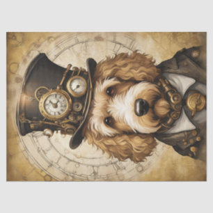 Steampunk Golden Doodle: Whimsical Decoupage  Tissue Paper