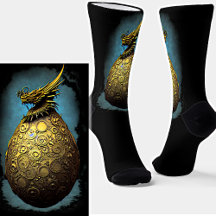 Steampunk Golden Dragon Egg on Black 