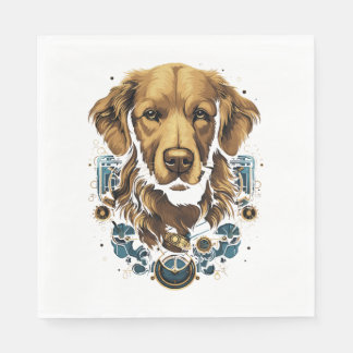 Steampunk Golden Retriever Dog Classic T-Shirt Napkin