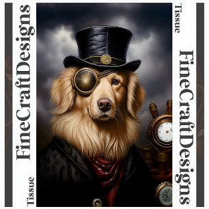 Steampunk Golden Retriever Hat Decoupage L 138 Tissue Paper