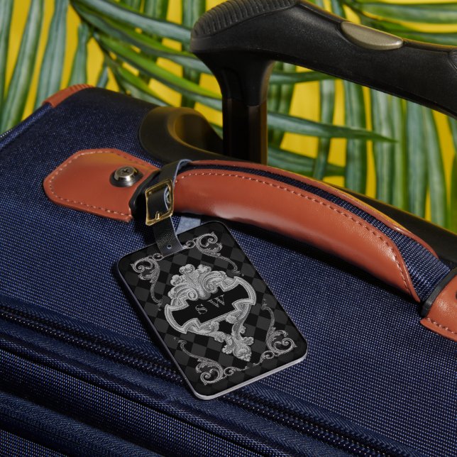 Steampunk Goth Monogrammed Luggage Tag (Front Insitu 1)