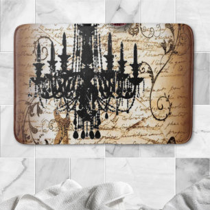 steampunk goth scripts paris vintage chandelier bath mat
