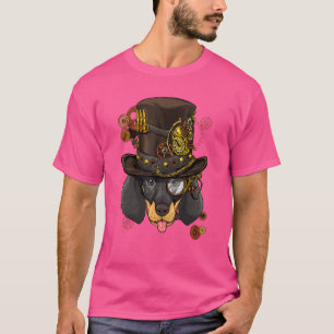Steampunk Gothic Dachshund Weiner Sausage Dog Face T-Shirt