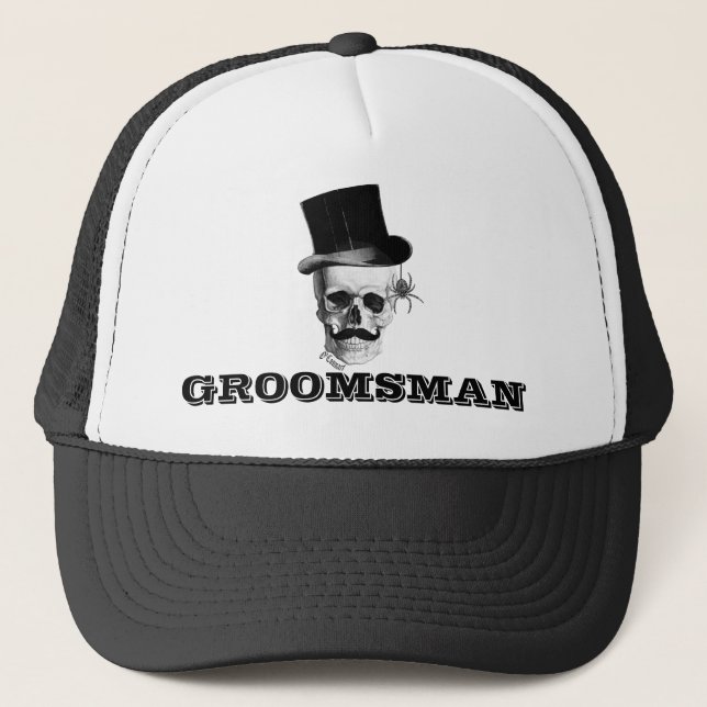 Steampunk gothic groomsman trucker hat (Front)