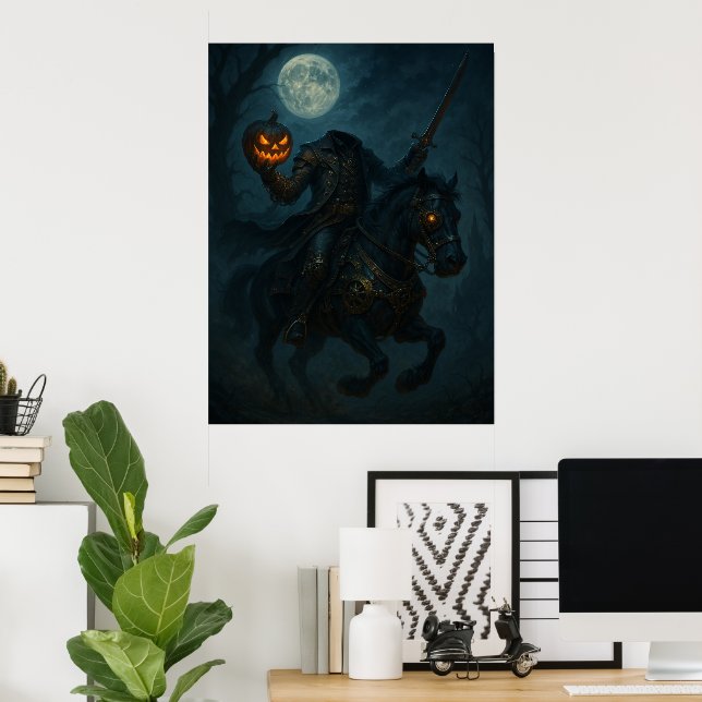 Steampunk  Gothic Headless Horseman Poster (Home Office)