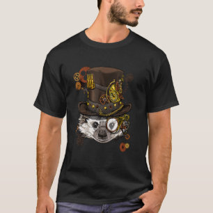 Steampunk Gothic Hedgehog Mechanical Animal Face T-Shirt