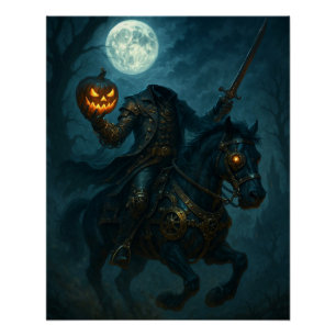 Steampunk Gothic Horror Headless Horseman Poster