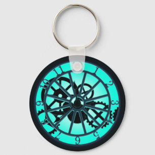Steampunk Gothic Ironwork Clock With Visible Gears Key Ring