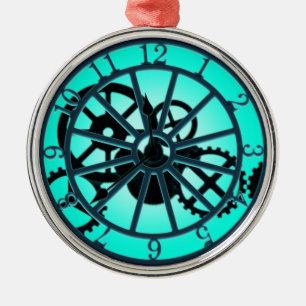 Steampunk Gothic Ironwork Clock With Visible Gears Metal Tree Decoration