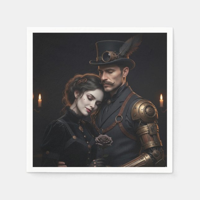 Steampunk Gothic pair Napkin (Front)