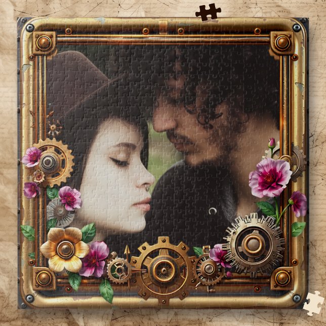 Steampunk Gothic Romantic Photo Personalized Jigsaw Puzzle (Creator Uploaded)