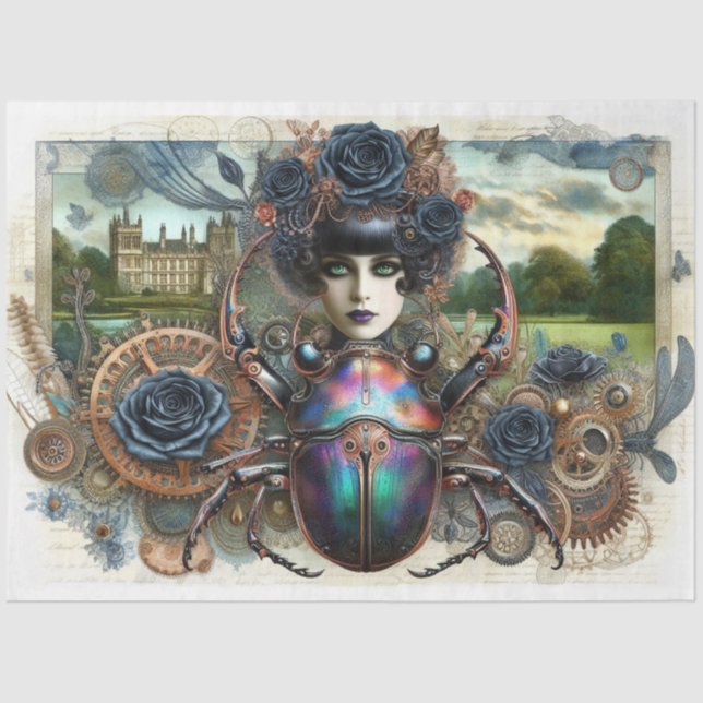 Steampunk Gothic Scarab Beetle Decoupage Tissue Paper (Front)