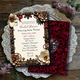 Steampunk Gothic Themed Bridal Shower Invitation