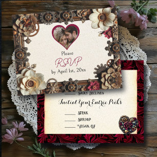 Steampunk Gothic Themed Wedding RSVP Card
