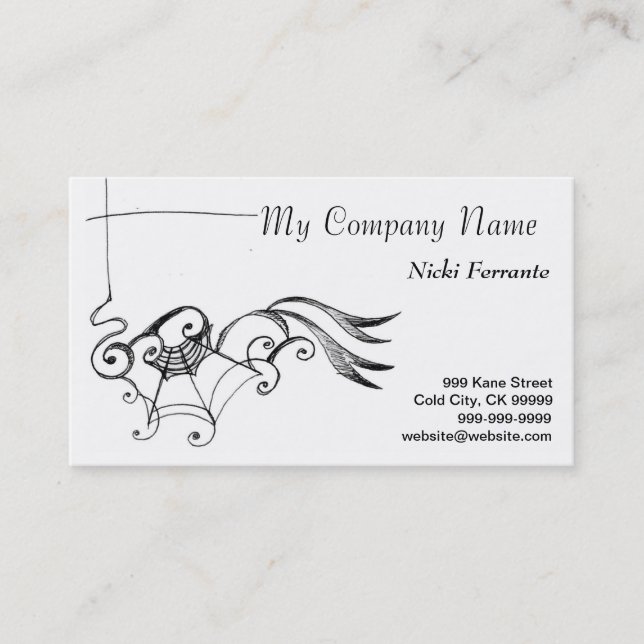 Steampunk Gothic Web Black and White Business Card (Front)