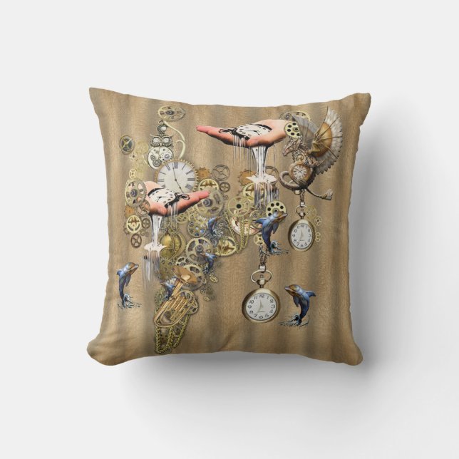 Steampunk Graphic Element Collections on leather Cushion (Front)