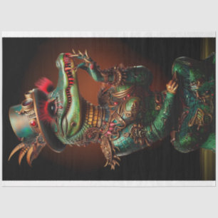 Steampunk Green Coloured Alligator Decoupage Tissue Paper