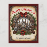 Steampunk Greenery Candles Wreath Cogs Christmas