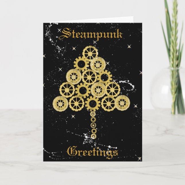 Steampunk Greetings Christmas Card (Front)