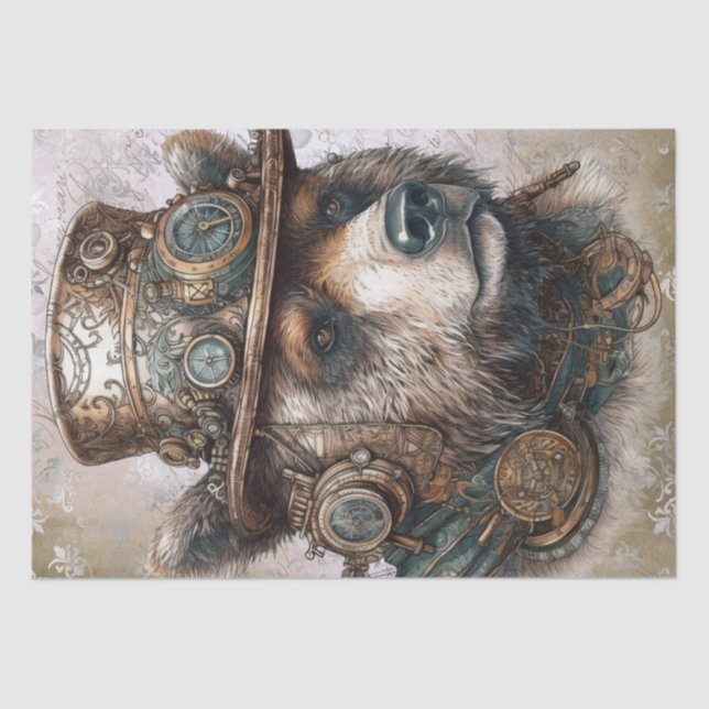 Steampunk Grizzly Bear Tissue Paper (Front)