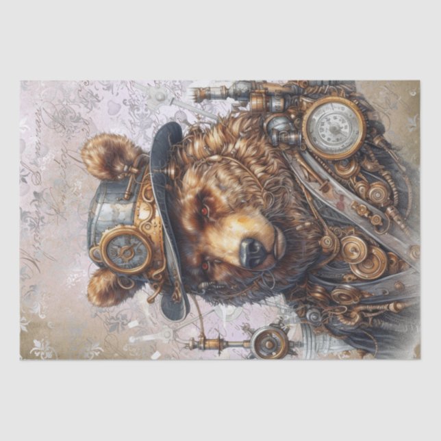 Steampunk Grizzly Bear Tissue Paper (Front)