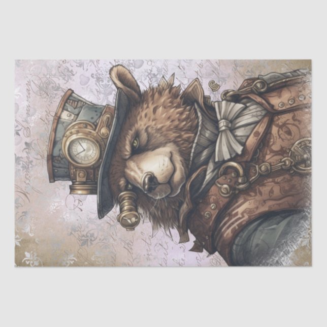 Steampunk Grizzly Bear Tissue Paper (Front)