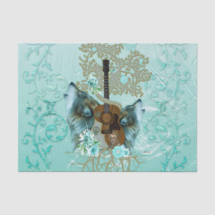 Steampunk guitar with wolves tissue paper